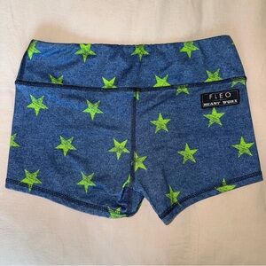 Fleo Athletic Shorts in Blue with Neon Green Stars